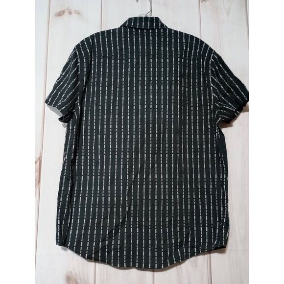 Guess Shirt Men's Large Black White Button Front Guess New York Short Sleeve - Picture 2 of 7